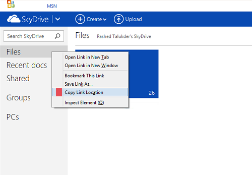 Microsoft SkyDrive Web Page to Put a Mapped Folder on Windows RT