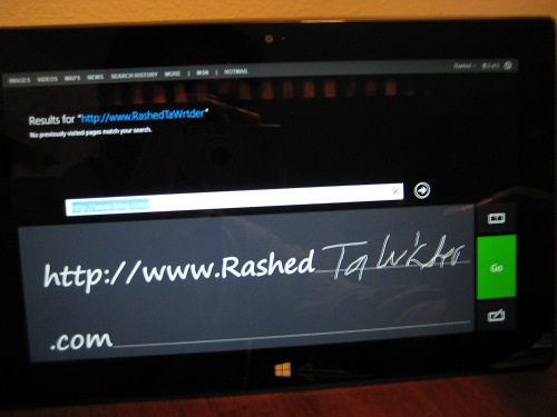 Microsoft Surface RT on-screen writing recognition keyboard